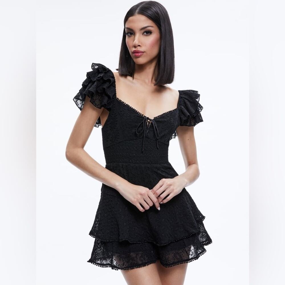 Alice + Olivia Hartford Smocked Bustier Romper 8